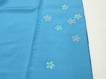 平和屋着物●豪華振袖　駒刺繍　雪輪舞桜文　暈し染め　金彩　金通し地　京都きもの友禅扱い　正絹　逸品　CABD9321gh