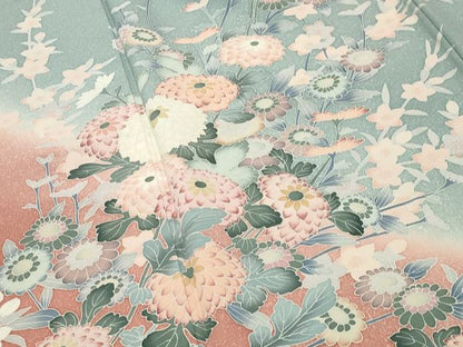 平和屋着物●訪問着　友禅　作家物　枝花文　暈し染め　正絹　逸品　CABD9324gh