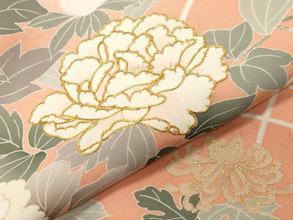 平和屋着物●訪問着　駒刺繍　雲重ね花文　暈し染め　金彩　正絹　逸品　CABD9325gh