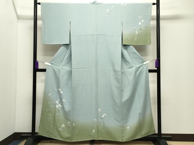 平和屋着物●訪問着　友禅　作家物　鷺草　暈し染め　正絹　逸品　CABD9328gh