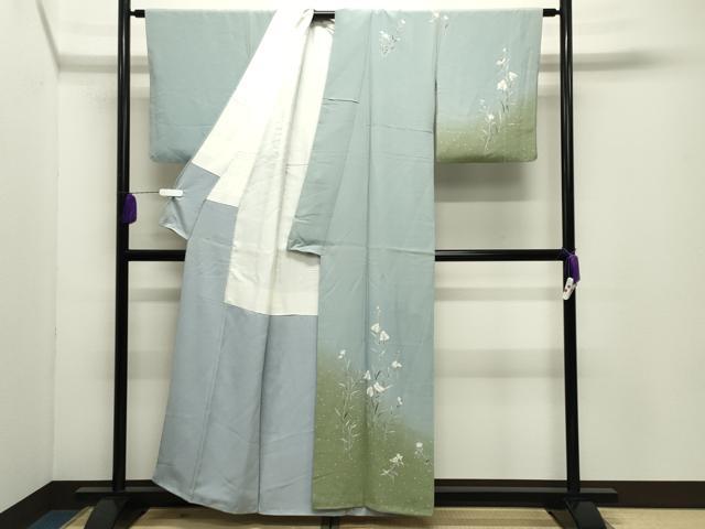 平和屋着物●訪問着　友禅　作家物　鷺草　暈し染め　正絹　逸品　CABD9328gh