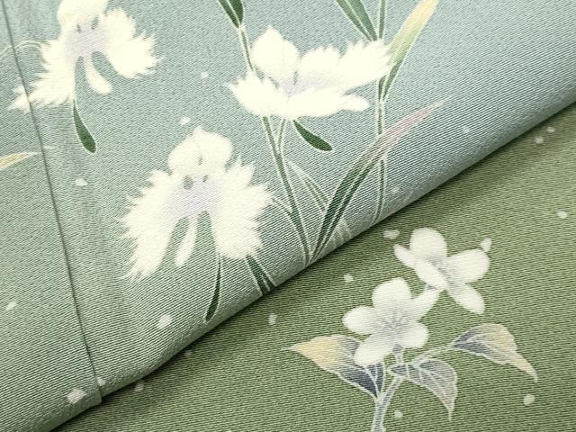 平和屋着物●訪問着　友禅　作家物　鷺草　暈し染め　正絹　逸品　CABD9328gh