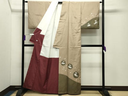 平和屋着物●訪問着　紬地　絞り　跳兎　正絹　逸品　CABD9330gh