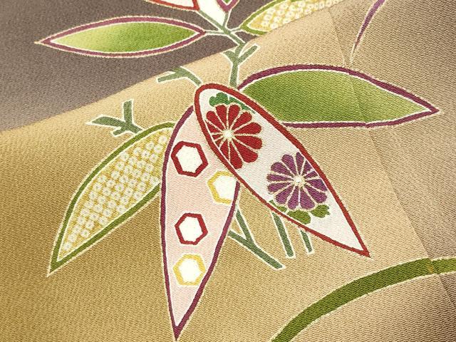 平和屋着物●訪問着　跳兎　笹花文　暈し染め　金彩　鬼しぼ縮緬　正絹　逸品　CABD9331gh