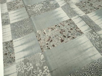 平和屋着物●上質な小紋　紬地　休み鳥花唐草文　正絹　逸品　CABD9332gh
