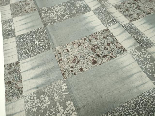 平和屋着物●上質な小紋　紬地　休み鳥花唐草文　正絹　逸品　CABD9332gh