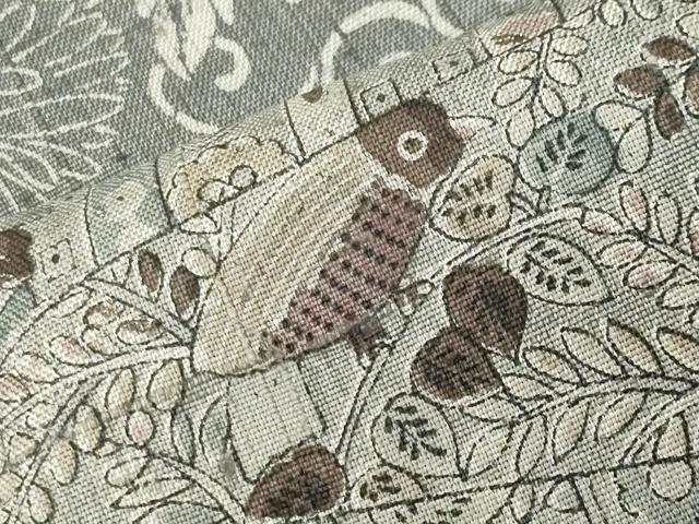 平和屋着物●上質な小紋　紬地　休み鳥花唐草文　正絹　逸品　CABD9332gh