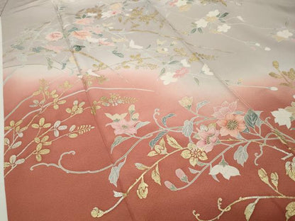 平和屋着物●訪問着　枝垂れ桜花文　暈し染め　金銀彩　正絹　逸品　CABD9335gh