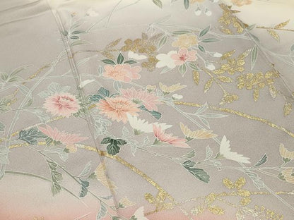 平和屋着物●訪問着　枝垂れ桜花文　暈し染め　金銀彩　正絹　逸品　CABD9335gh