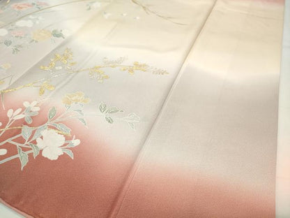 平和屋着物●訪問着　枝垂れ桜花文　暈し染め　金銀彩　正絹　逸品　CABD9335gh