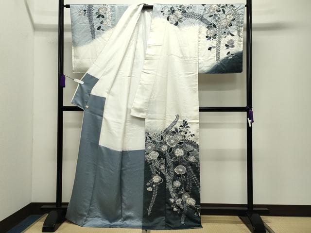平和屋着物●訪問着　作家物　辻が花　絞り　暈し染め　金彩　正絹　逸品　CABD9336gh