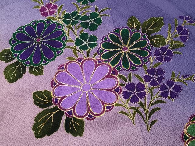 平和屋着物●訪問着　刺繍　草花文　金彩　鈴乃屋扱い　正絹　逸品　CABD9340gh