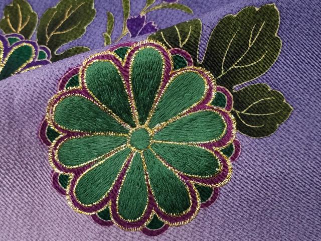 平和屋着物●訪問着　刺繍　草花文　金彩　鈴乃屋扱い　正絹　逸品　CABD9340gh