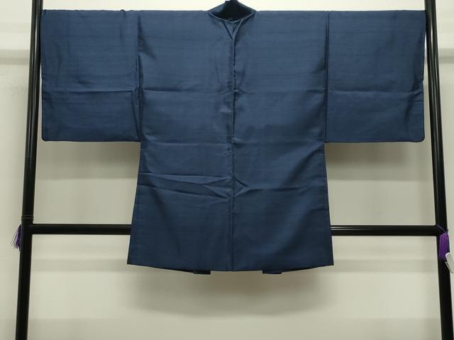 平和屋着物●男性　紬　アンサンブル　色無地　留紺色　正絹　逸品　CABD9344gh