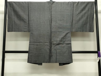 平和屋着物●男性　紬　アンサンブル　格子　正絹　逸品　CABD9346gh