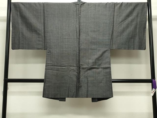 平和屋着物●男性　紬　アンサンブル　格子　正絹　逸品　CABD9346gh