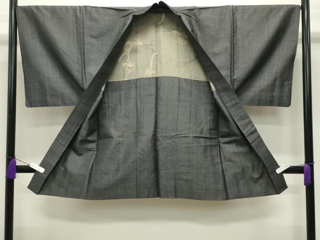 平和屋着物●男性　紬　アンサンブル　格子　正絹　逸品　CABD9346gh