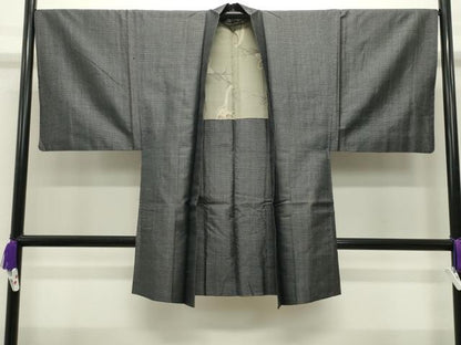 平和屋着物●男性　紬　アンサンブル　格子　正絹　逸品　CABD9346gh