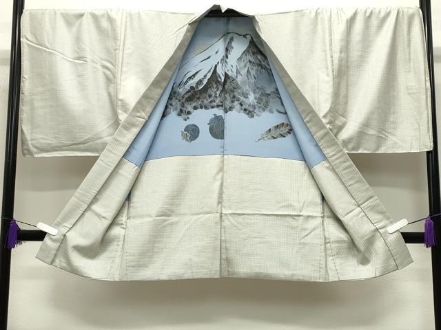 平和屋着物●男性　紬　アンサンブル　キングサイズ　120亀甲　総詰め　正絹　逸品　CABD9347gh