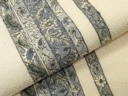 平和屋着物●上質な小紋　花唐草間道　鬼しぼ縮緬　正絹　逸品　CABD9349gh