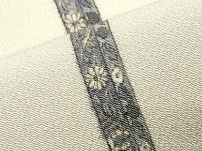 平和屋着物●上質な小紋　花唐草間道　鬼しぼ縮緬　正絹　逸品　CABD9349gh