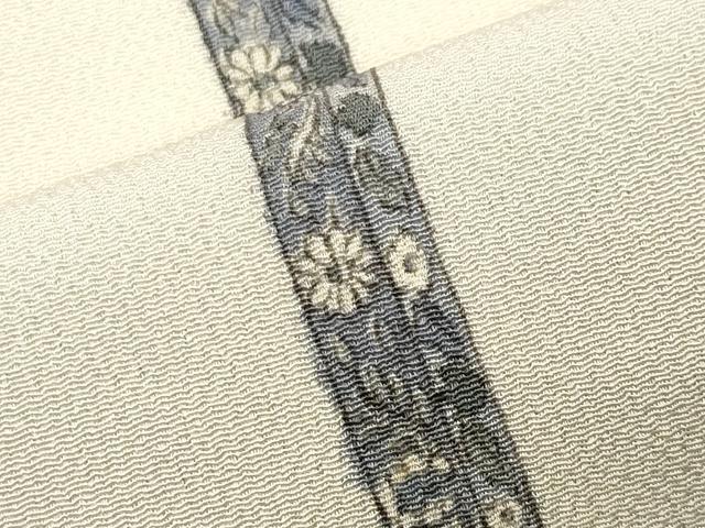 平和屋着物●上質な小紋　花唐草間道　鬼しぼ縮緬　正絹　逸品　CABD9349gh