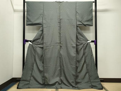 平和屋着物●上質な色無地　花菱丸地紋　岩井茶色　ロング丈　正絹　逸品　CABD9351gh