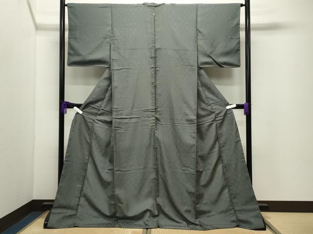 平和屋着物●上質な色無地　花菱丸地紋　岩井茶色　ロング丈　正絹　逸品　CABD9351gh