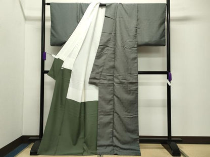 平和屋着物●上質な色無地　花菱丸地紋　岩井茶色　ロング丈　正絹　逸品　CABD9351gh