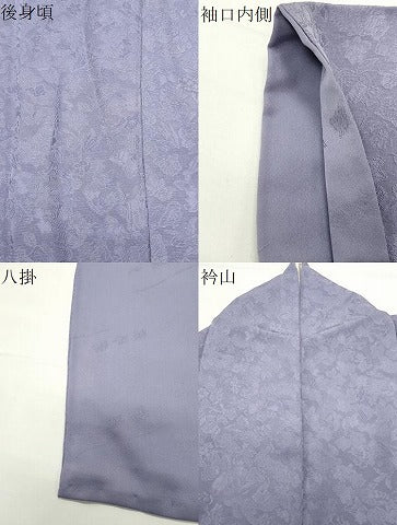 平和屋着物●本加賀友禅作家　由水煌人監修　色無地　草花地紋　藤紫色　さが美扱い　正絹　逸品　CABD9352gh