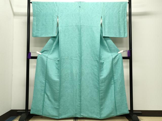 平和屋着物●上質な色無地　辻が花地紋　青磁色　正絹　逸品　CABD9354gh