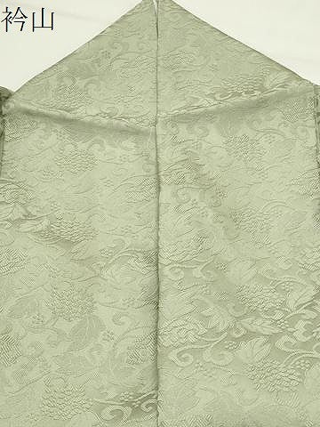平和屋着物●上質な色無地　花唐草地紋　裏葉柳色　正絹　逸品　CABD9355gh