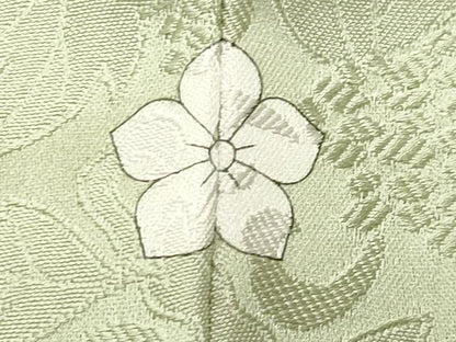 平和屋着物●上質な色無地　花唐草地紋　裏葉柳色　正絹　逸品　CABD9355gh