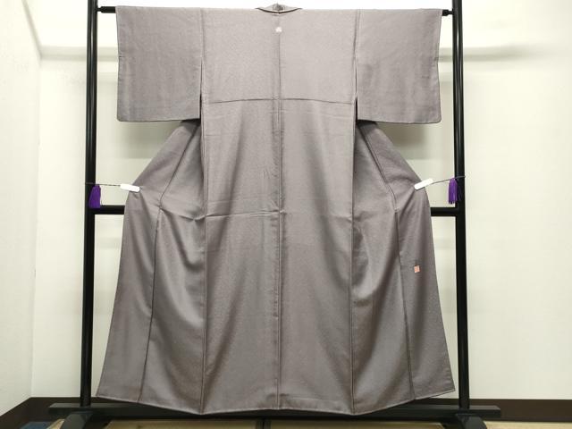 平和屋着物●京加賀友禅　百貫石峰　色無地　花唐草地紋　源氏鼠色　正絹　逸品　CABD9356gh