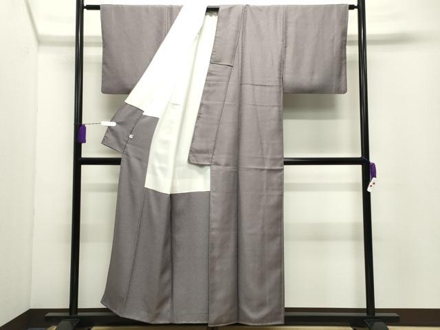 平和屋着物●京加賀友禅　百貫石峰　色無地　花唐草地紋　源氏鼠色　正絹　逸品　CABD9356gh