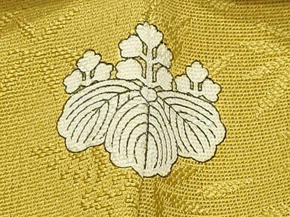 平和屋着物●上質な色無地　桐竹鳳凰地紋　芥子色　正絹　逸品　未使用　CABD9360gh