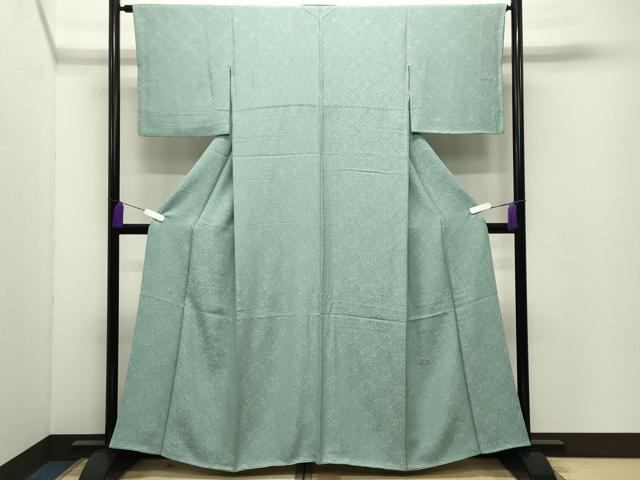 平和屋着物●上質な色無地　飛鳥花地紋　薄青色　正絹　逸品　CABD9361gh
