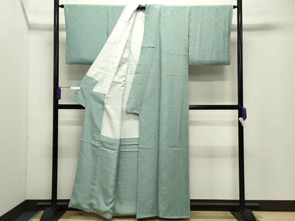平和屋着物●上質な色無地　飛鳥花地紋　薄青色　正絹　逸品　CABD9361gh