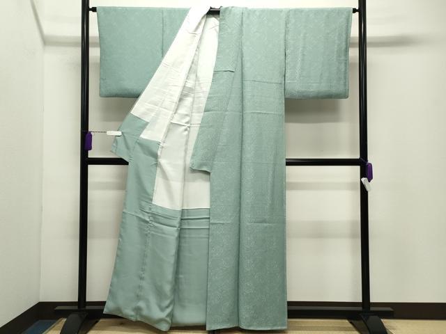 平和屋着物●上質な色無地　飛鳥花地紋　薄青色　正絹　逸品　CABD9361gh