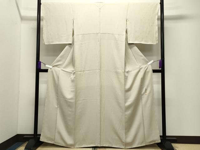 平和屋着物●上質な色無地　正倉院地紋　練色　正絹　逸品　未使用　CABD9362gh