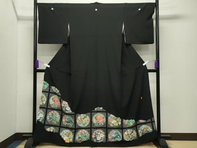 平和屋着物●豪華黒留袖　友禅　作家物　花丸文　正絹　逸品　CABD9370gh