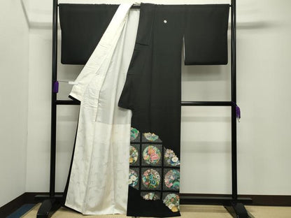 平和屋着物●豪華黒留袖　友禅　作家物　花丸文　正絹　逸品　CABD9370gh