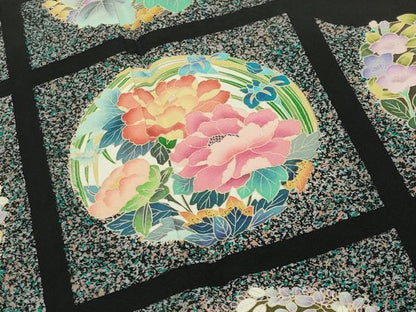 平和屋着物●豪華黒留袖　友禅　作家物　花丸文　正絹　逸品　CABD9370gh