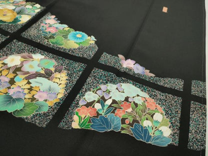 平和屋着物●豪華黒留袖　友禅　作家物　花丸文　正絹　逸品　CABD9370gh