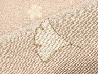 平和屋着物●上質な小紋　色紙銀杏花文　金彩　ロング丈　正絹　逸品　未使用　CABD9374gh
