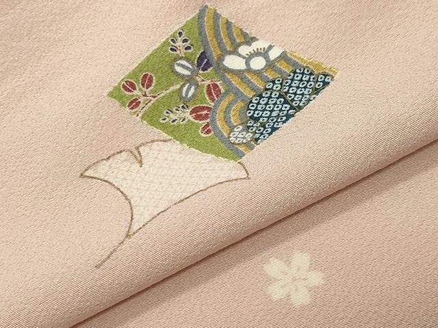 平和屋着物●上質な小紋　色紙銀杏花文　金彩　ロング丈　正絹　逸品　未使用　CABD9374gh