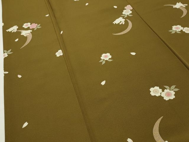 平和屋着物●上質な小紋　跳兎　舞桜文　金彩　正絹　逸品　CABD9375gh