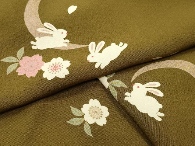 平和屋着物●上質な小紋　跳兎　舞桜文　金彩　正絹　逸品　CABD9375gh