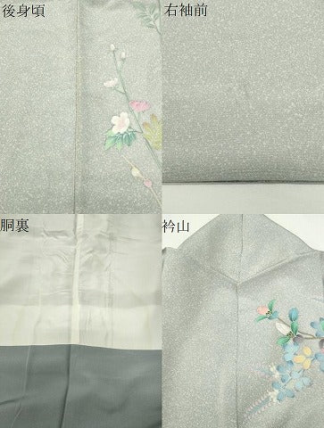 平和屋着物●訪問着　友禅　休み鳥花文　暈し染め　金彩　正絹　逸品　CABD9378gh