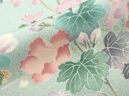 平和屋着物●訪問着　友禅　休み鳥花文　暈し染め　金彩　正絹　逸品　CABD9378gh